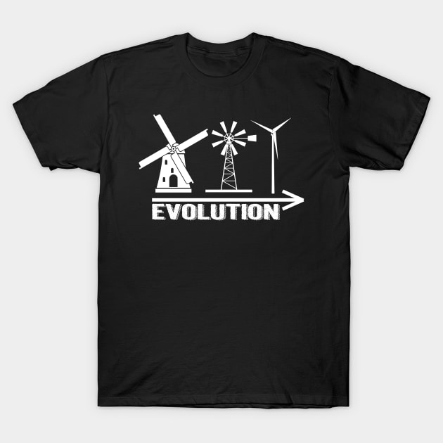 Windmill, wind turbine evolution wind power T-Shirt by mlleradrian